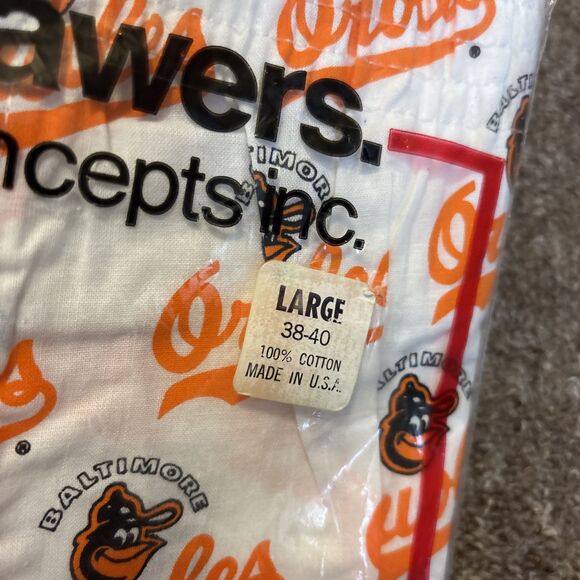 Vintage New Baltimore Orioles Bottom Drawers Boxers Made USA Shorts Cotton NOS L - Picture 2 of 4